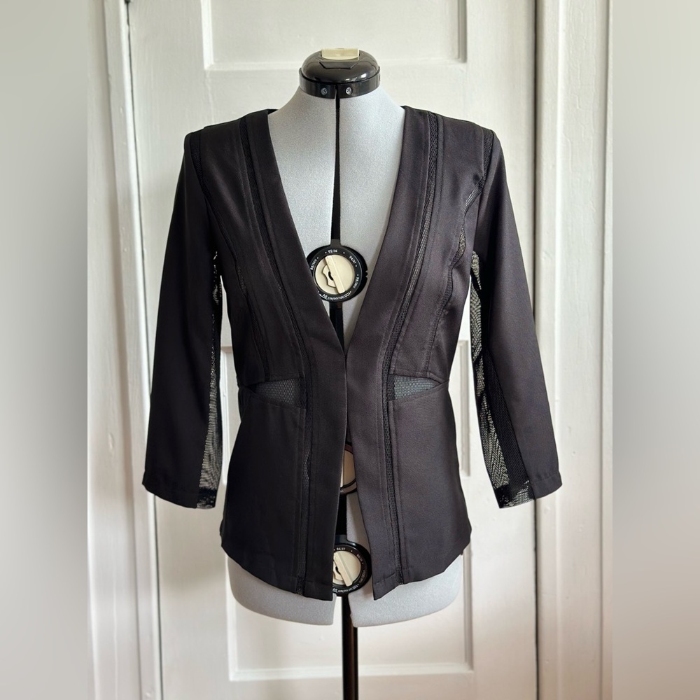 Black Blazer with Mesh Details